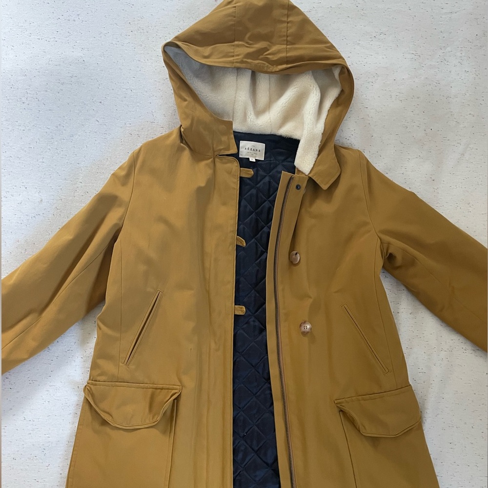 Sezane Mustard yellow Coat with quilted lining XS